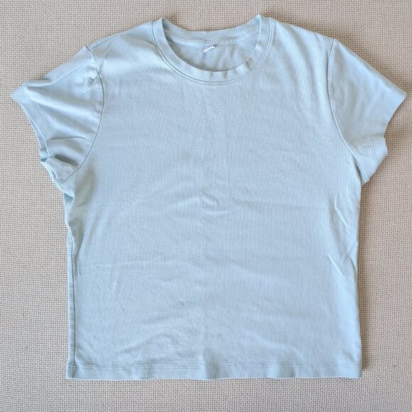 *2/$20* Uniqlo 90's y2k Light Blue Cotton Baby Tee, Size L - Picture 2 of 9